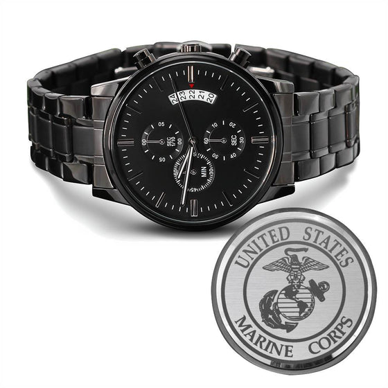 US Marines Black Chronograph Watch