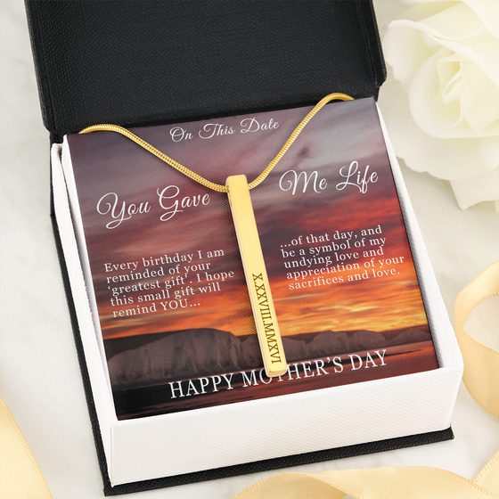 Mother's Day Gift-Greatest Gift-Sunset-Roman Numeral Necklace