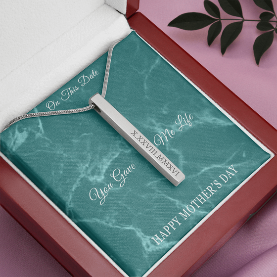 Mother's Day Gift for Mom-You Gave Me Life IX- Roman Numeral Stick Necklace