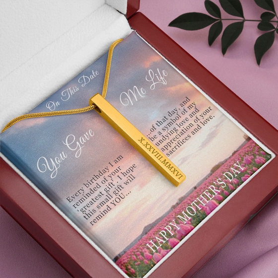 Mother's Day Gift-Greatest Gift-Tulips-Roman Numeral Necklace