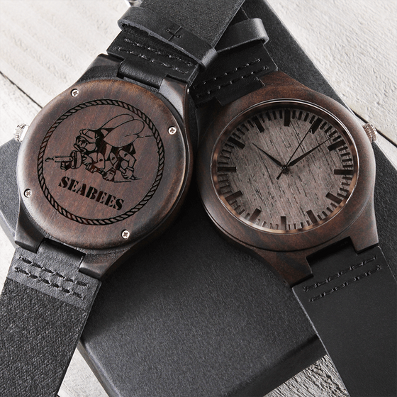 Engraved Wooden Watch - SEABEES Man's Watch