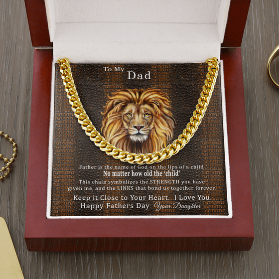 Fathers Day Gift From Daughter - Cuban Chain/Necklace - Lips of a Child - Africa Look
