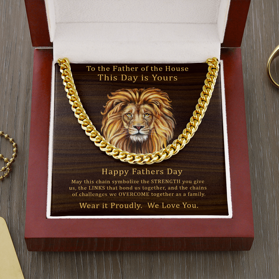 Fathers Day Gift From Family- Cuban Chain - Wood Look