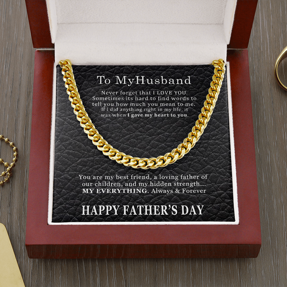 Father's Day Gift from Wife - Cuban Necklace - Leather look