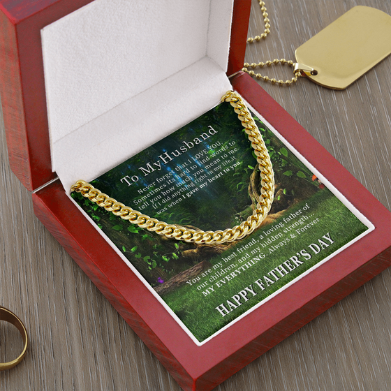 Father's Day Gift from Wife - Cuban Necklace - Forest
