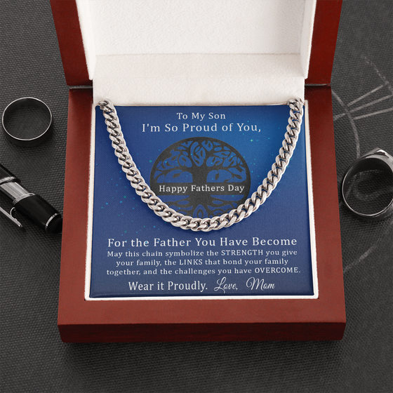 Fathers Day Gift From Mom - Chain Necklace - Family Tree