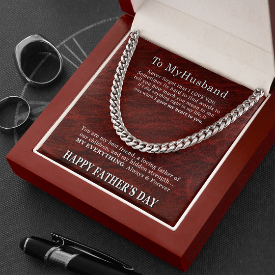 Father's Day Gift from Wife - Cuban Necklace -Red Marble