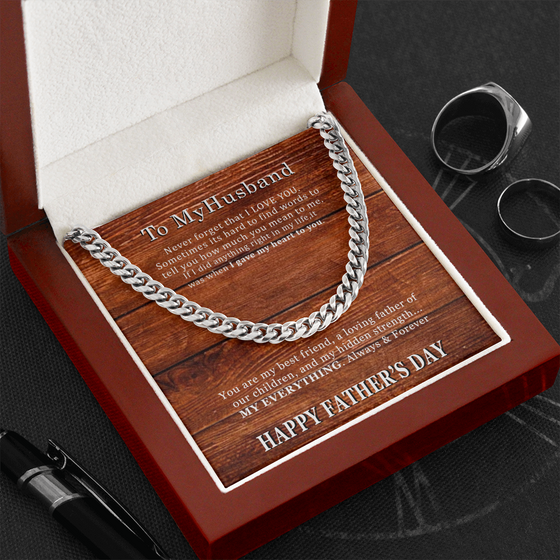 Father's Day Gift from Wife - Cuban Necklace -Wood look