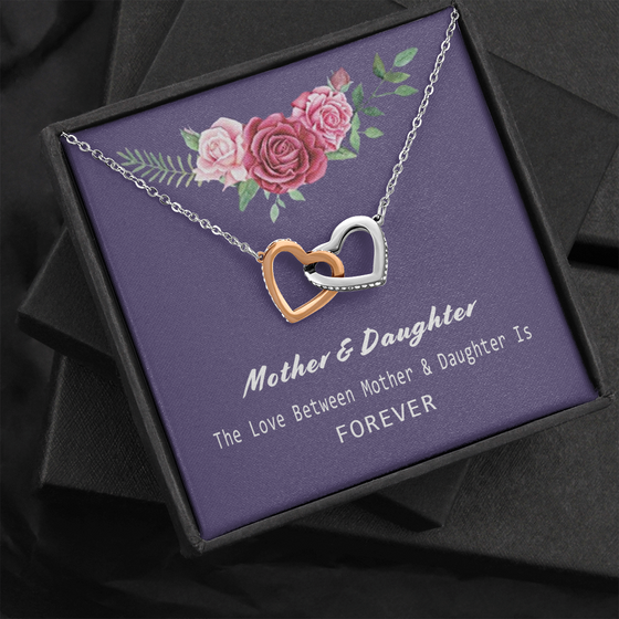 Mother Daughter Necklace Love is Forever -Two Hearts-Purple